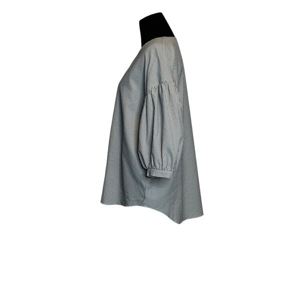 Moussy gray white striped 3/4 sleeves blouse size Free Size - Picture 16 of 16